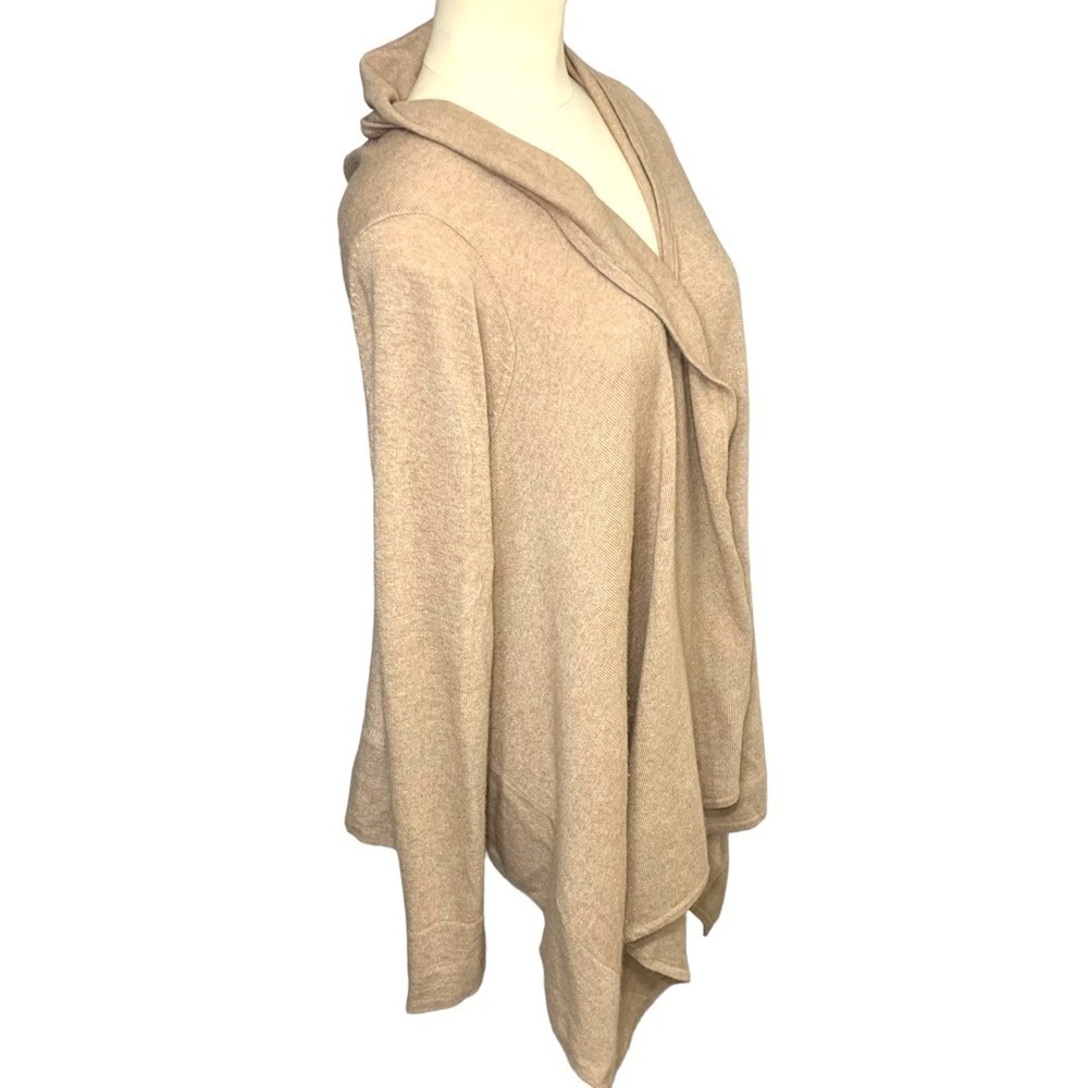 L'officiel Beige Open Knit Cardigan Sweater Lambswool Cashmere Angora Wrap Sz S